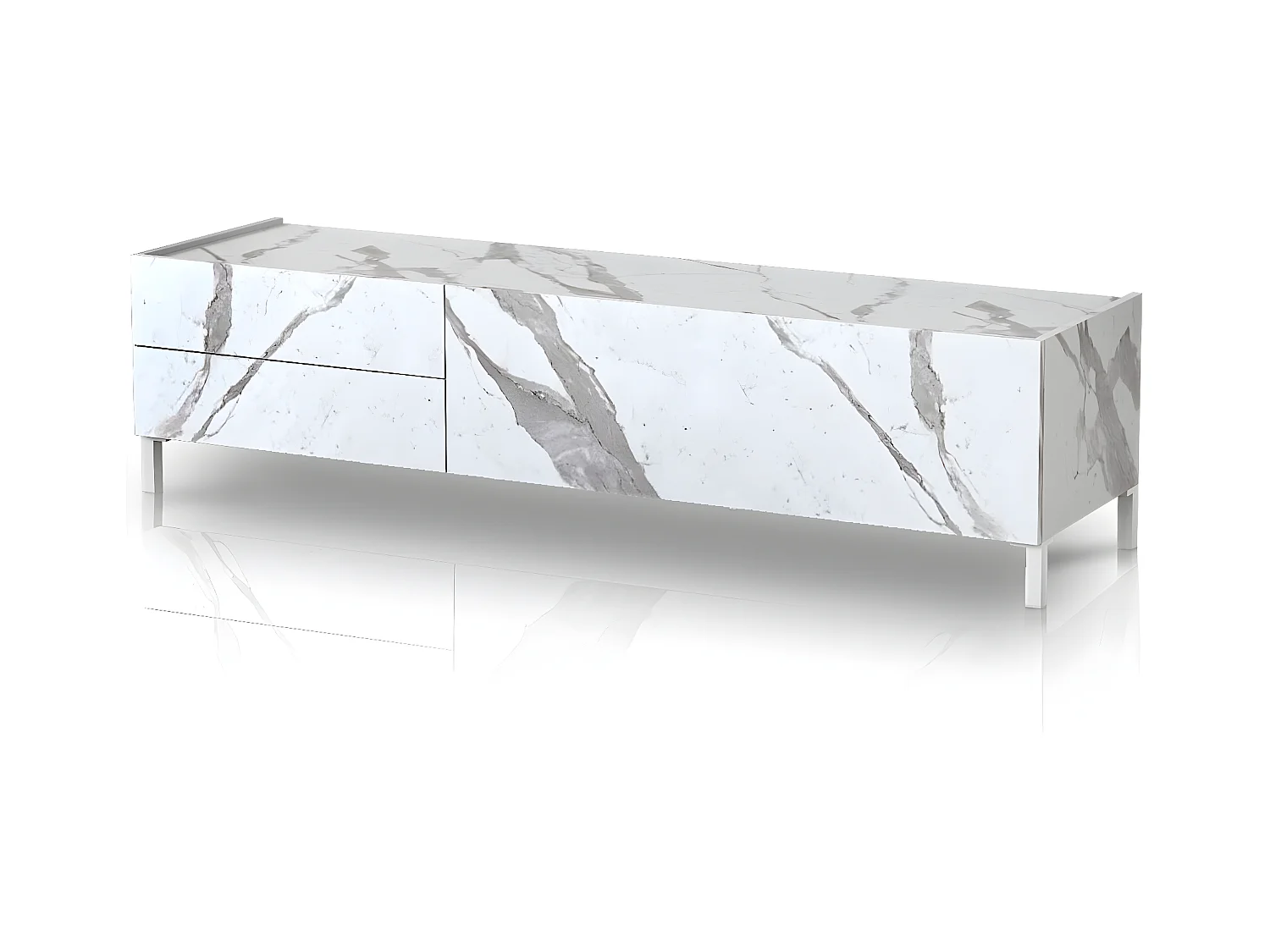 Meuble TV BURHAM WHITE MARBLE