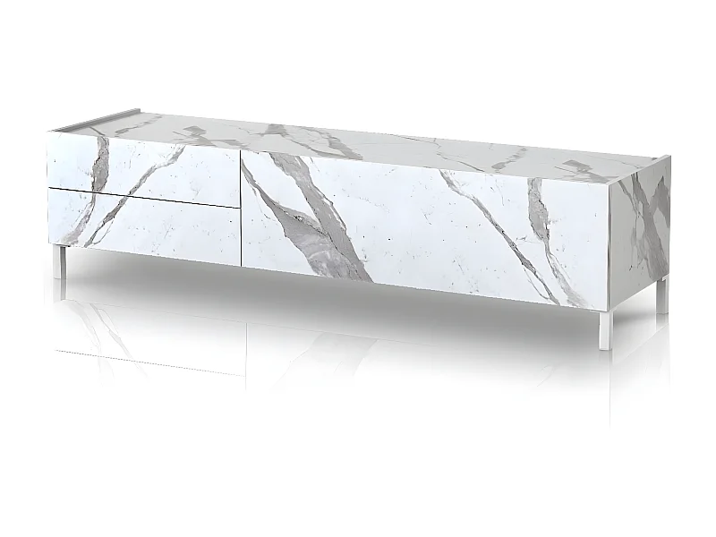 Meuble TV BURHAM WHITE MARBLE