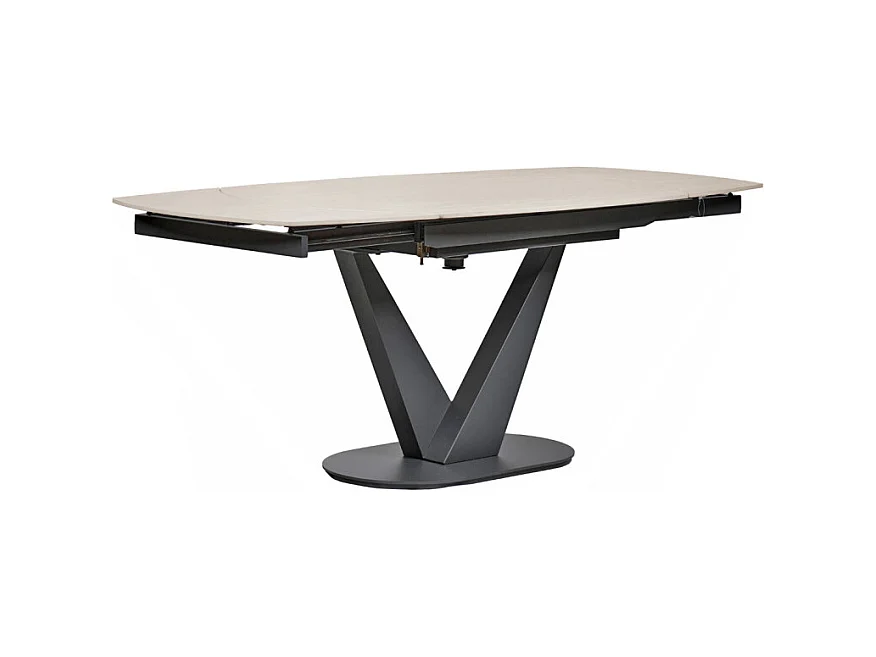 Table extensible ovale 120 à 180 cm céramique effet bois - MARSHALL