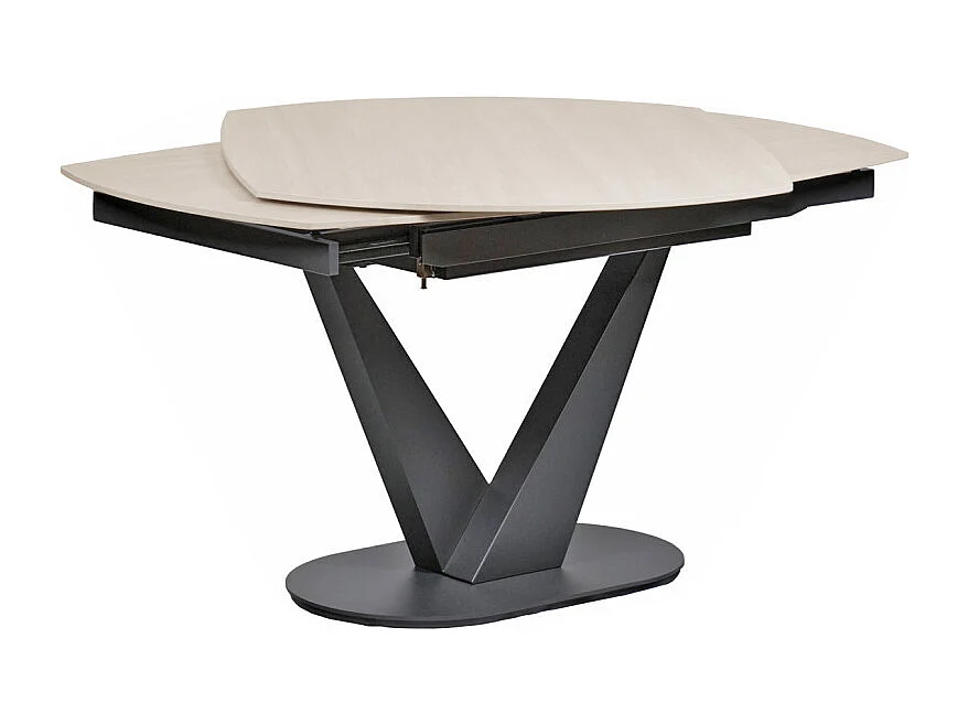 Table extensible ovale 120 à 180 cm céramique effet bois - MARSHALL
