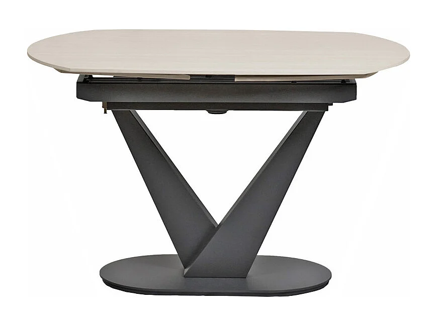 Table extensible ovale 120 à 180 cm céramique beige - MARSHALL