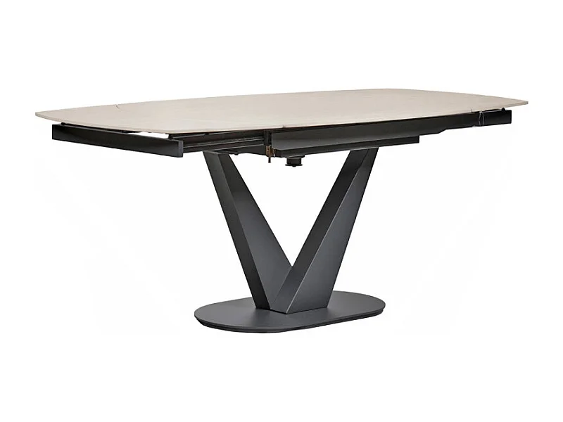 Table extensible ovale 120 à 180 cm céramique effet bois - MARSHALL