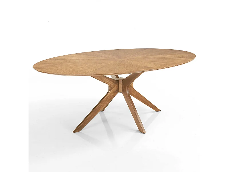 Mesa de comedor ovalada de diseño en madera maciza 110x190 cm Leon - Roble