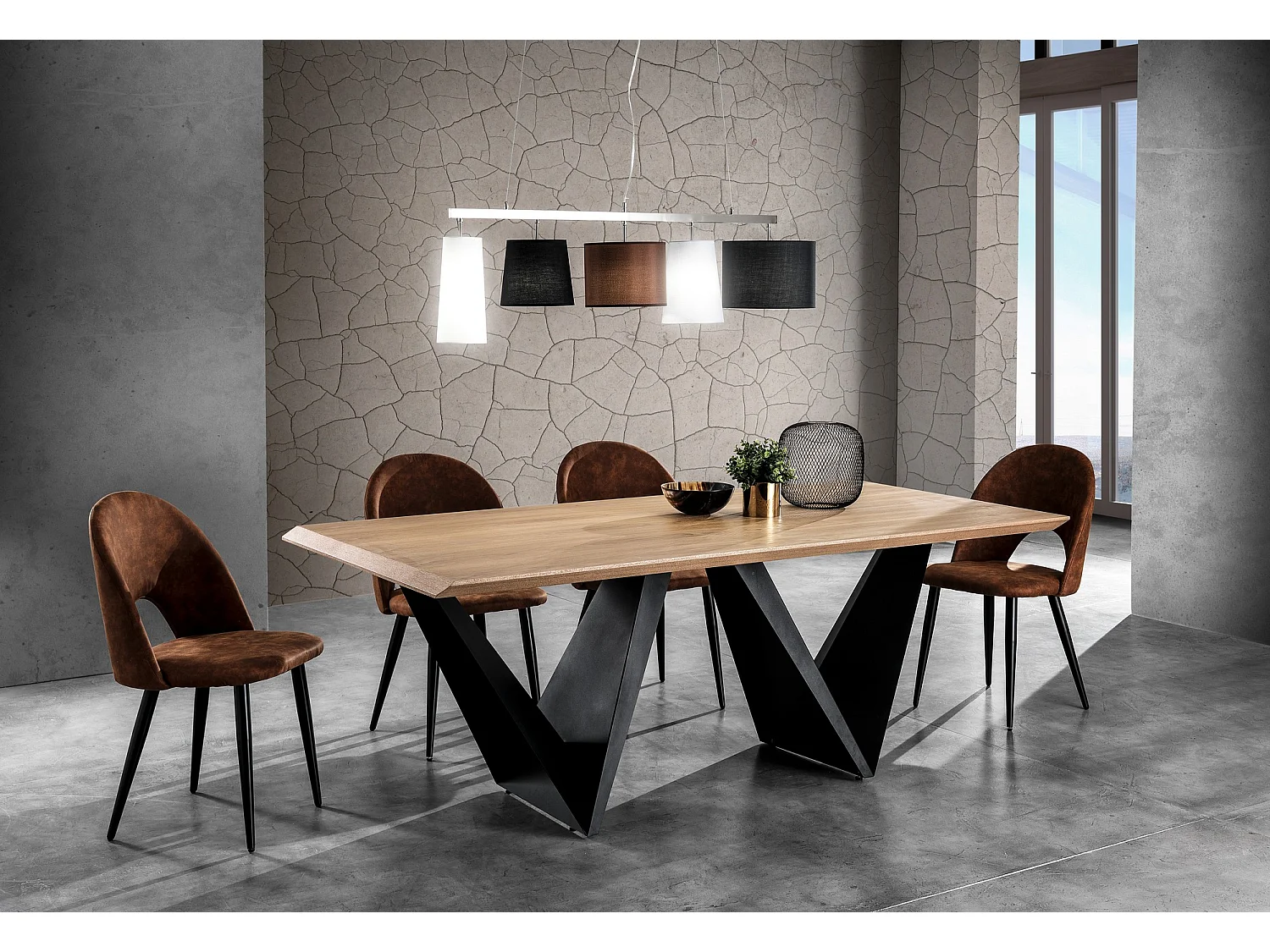 Tavolo da pranzo 200x100cm moderno con base geometrica 8 posti Dabliu