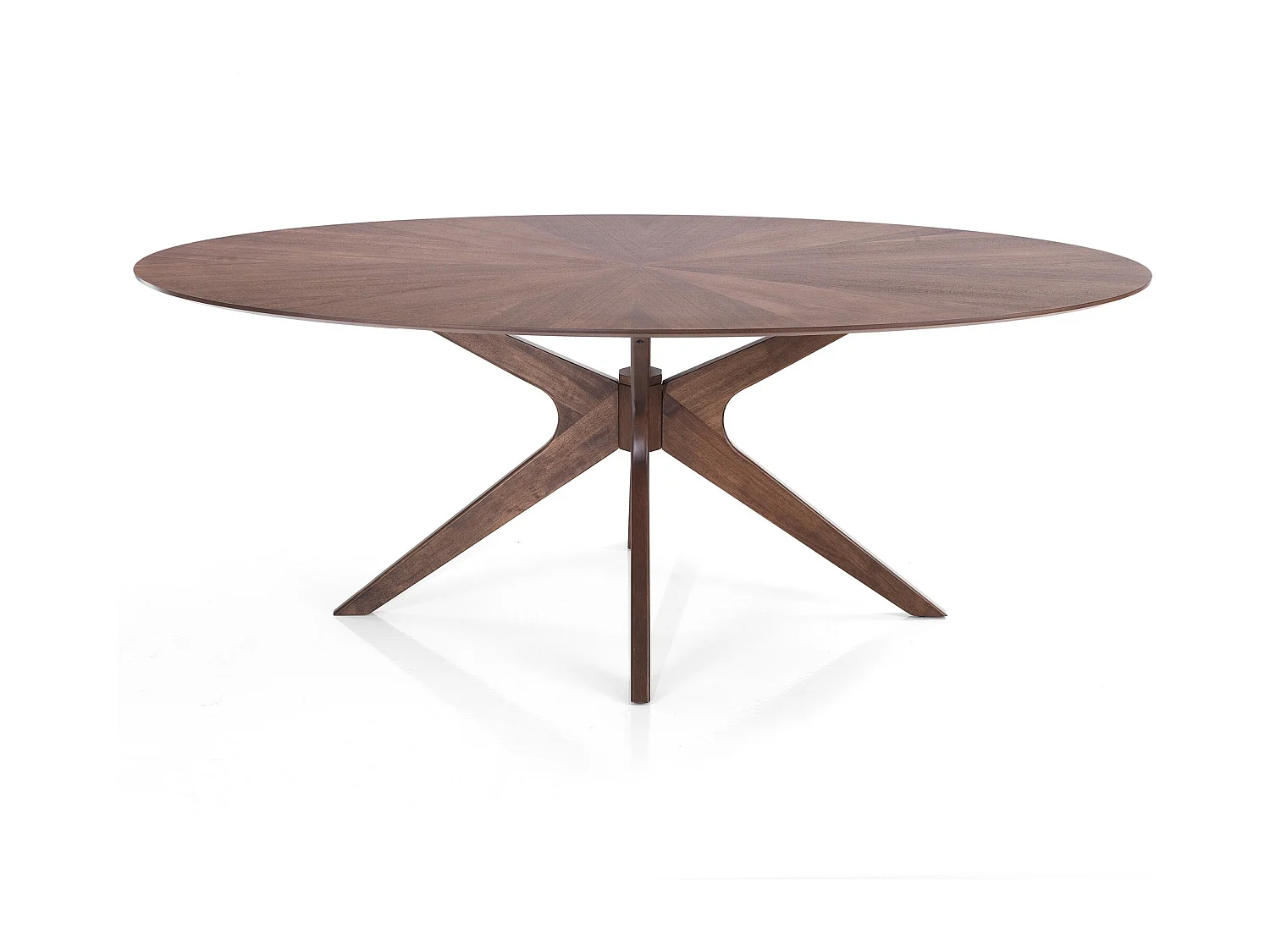 Mesa de comedor ovalada de diseño en madera maciza 110x190 cm Leon - Nogal