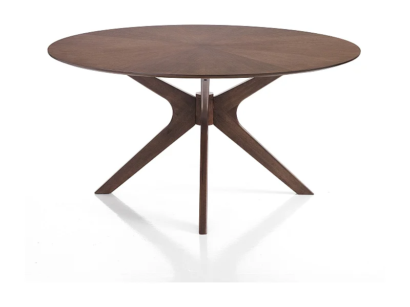 Tavolo rotondo in legno noce per sala da pranzo 137x75cm Leon