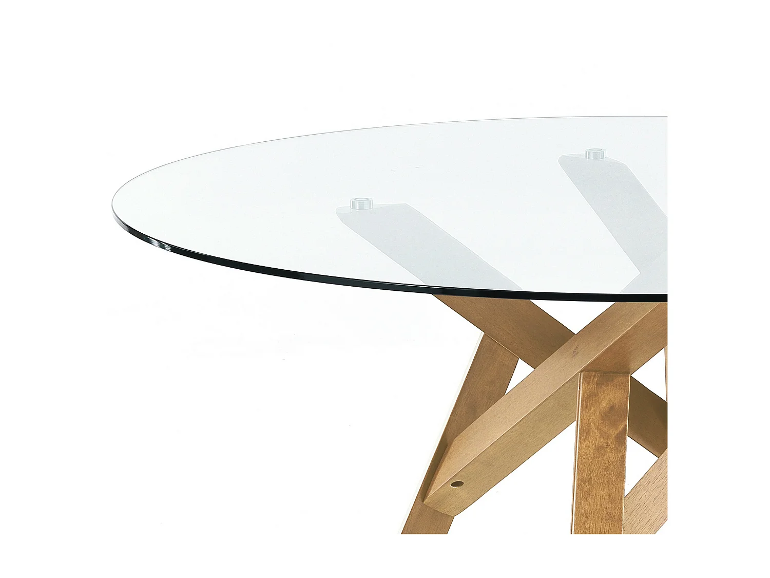 Mesa redonda de vidrio y madera maciza de roble para comedor Pitt