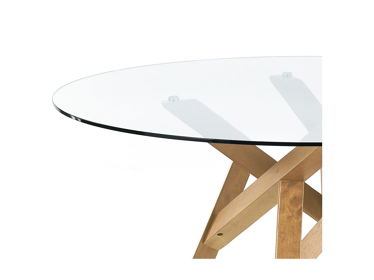 Runder Esstisch aus Glas und massivem Eichenholz Pitt
