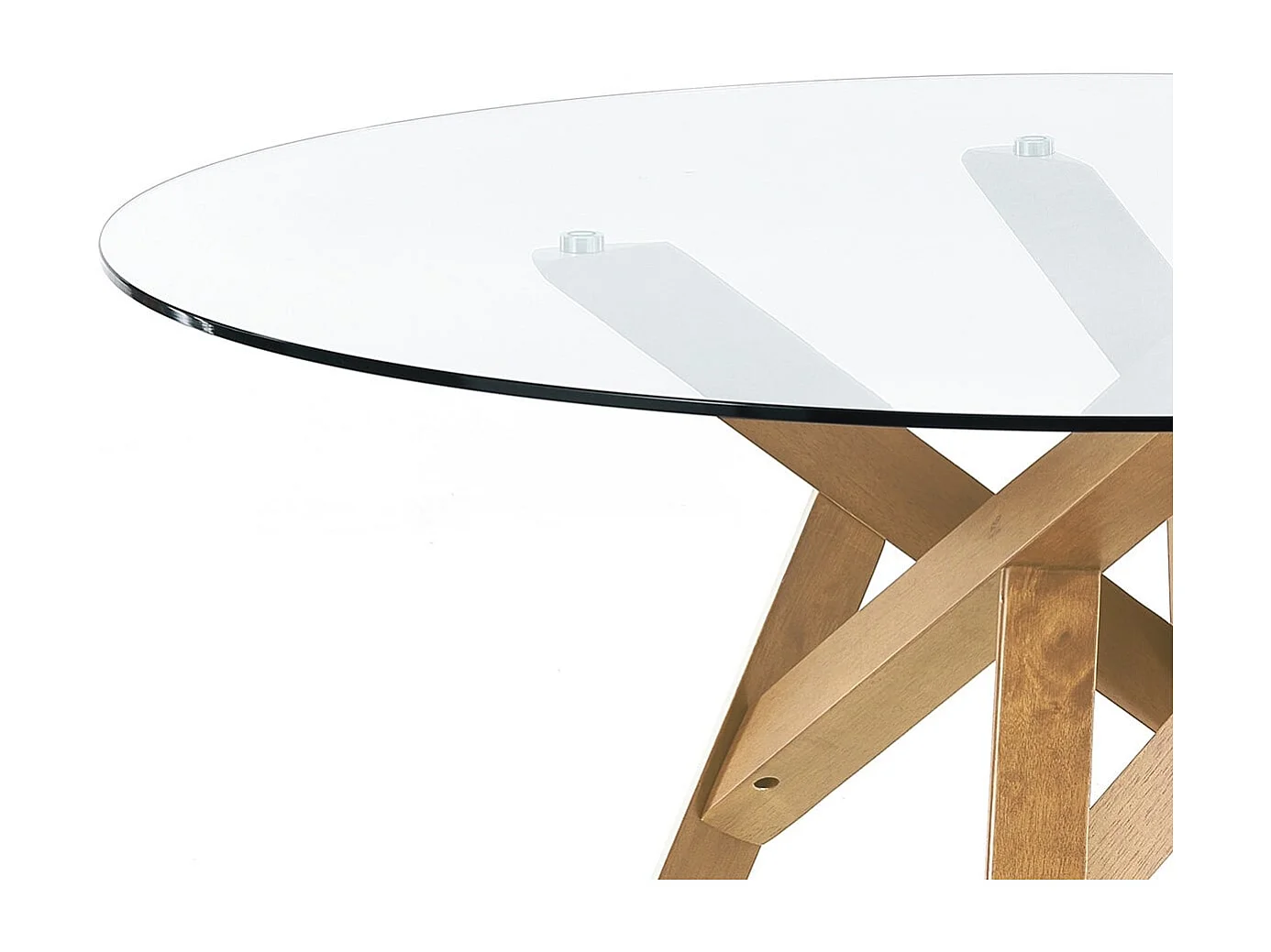 Runder Esstisch aus Glas und massivem Eichenholz Pitt