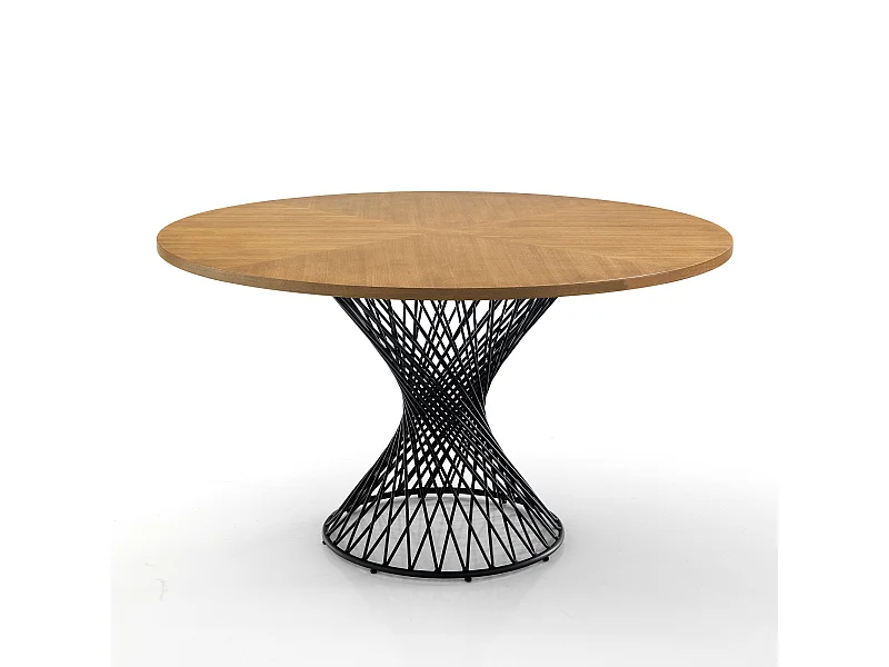 Tavolo rotondo da pranzo in legno e metallo moderno Joyce
