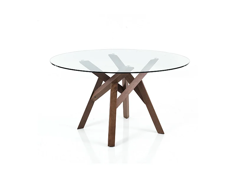 Tavolo da pranzo cucina rotondo Ø137cm con piano in vetro 6 posti Fort