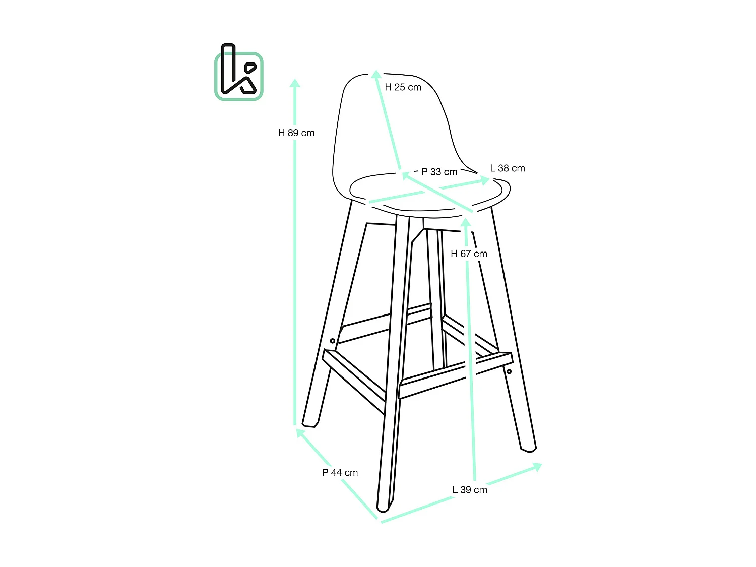 Juego de 2 taburetes de bar escandinavos patchwork tela patas de madera clara MALI (floral)