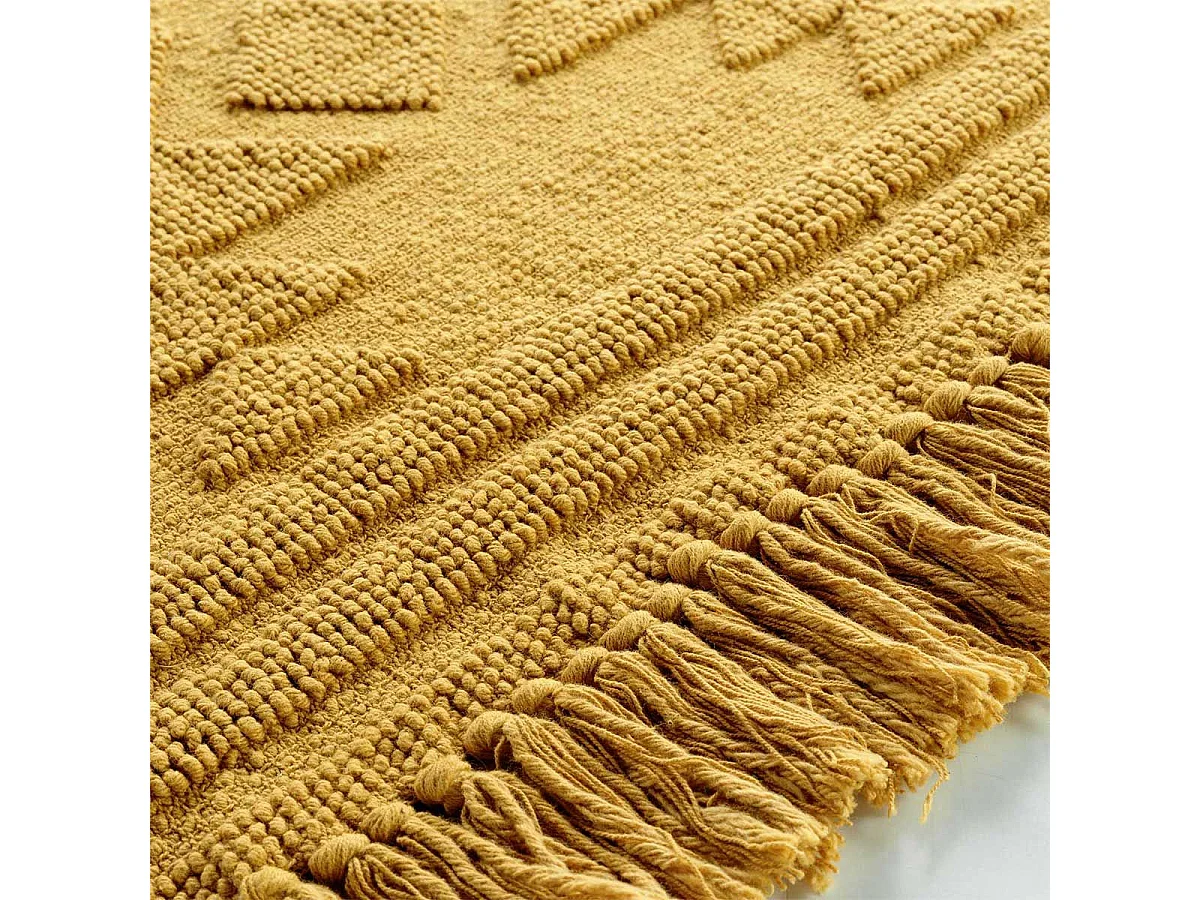 Tapis Déco à Franges "Cilaos" 60x90cm Safran