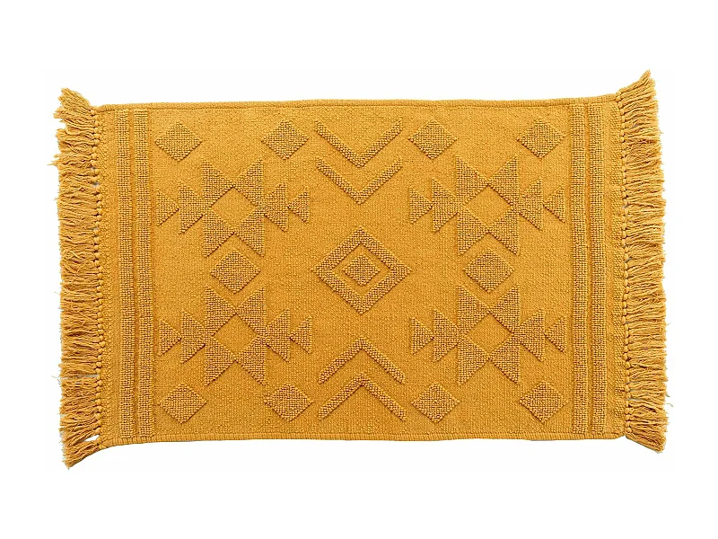 Tapis Déco à Franges "Cilaos" 60x90cm Safran