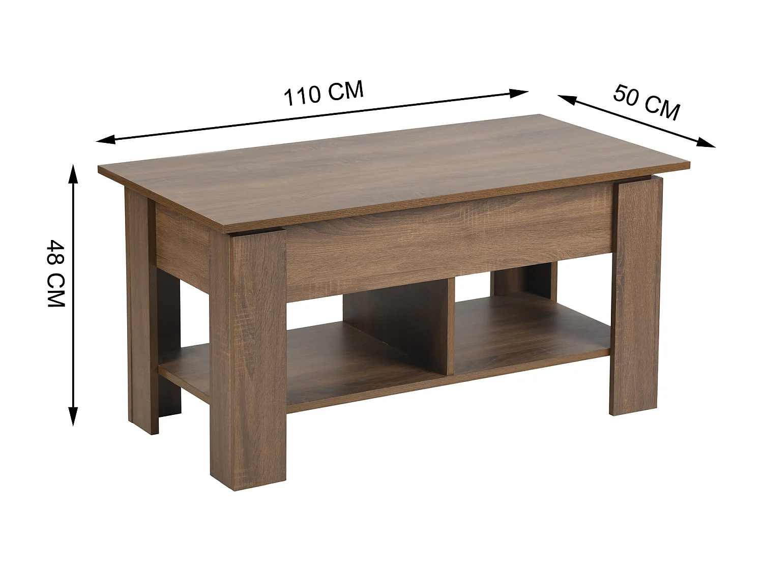 URBAN MEUBLE Table basse avec plateau relevable effet bois et marron 96*50CM