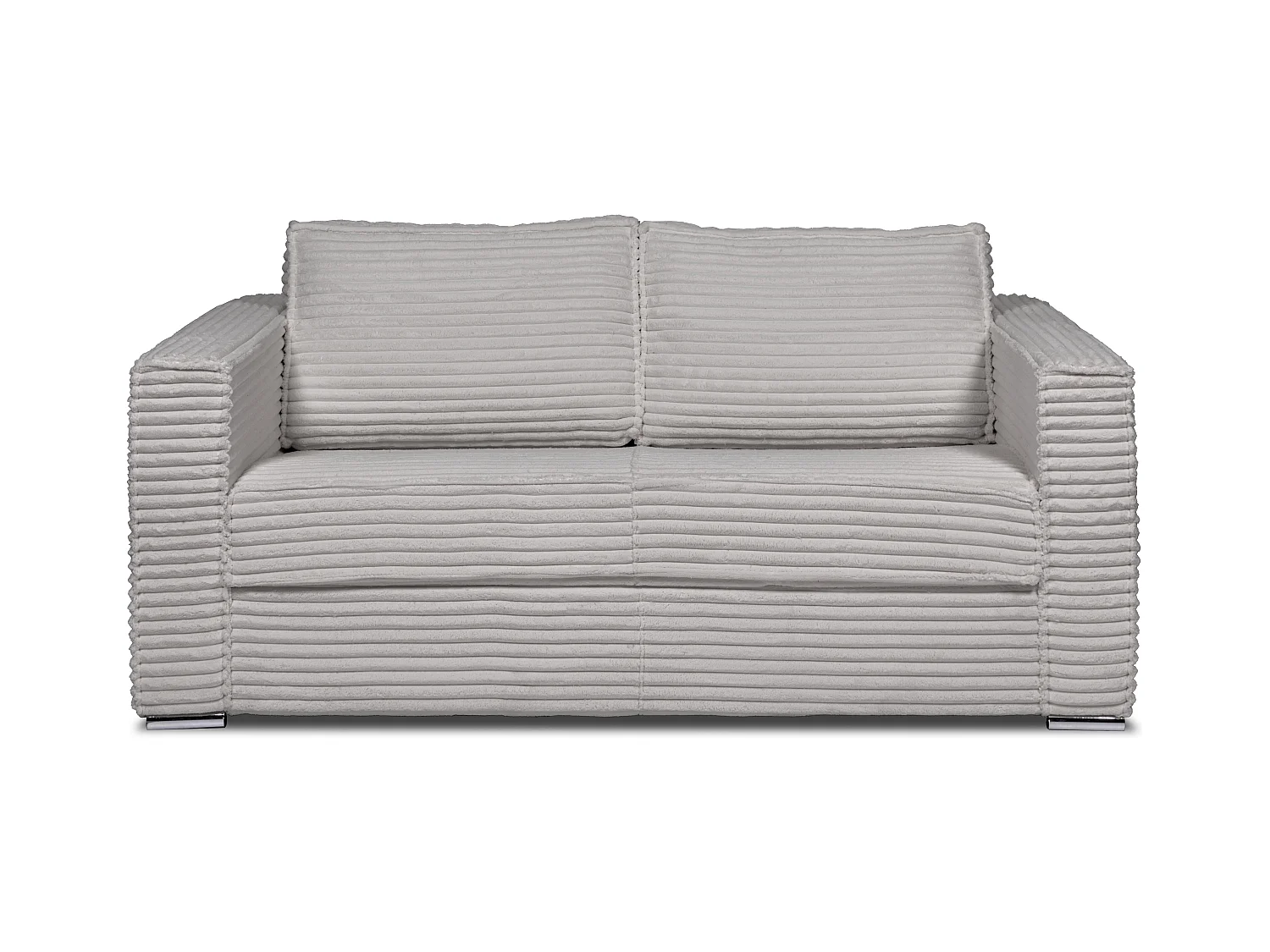Canapé 3 places convertible express en velours côtelé grosses côtes gris clair - Couchage 140 cm - Matelas 18cm LORETO
