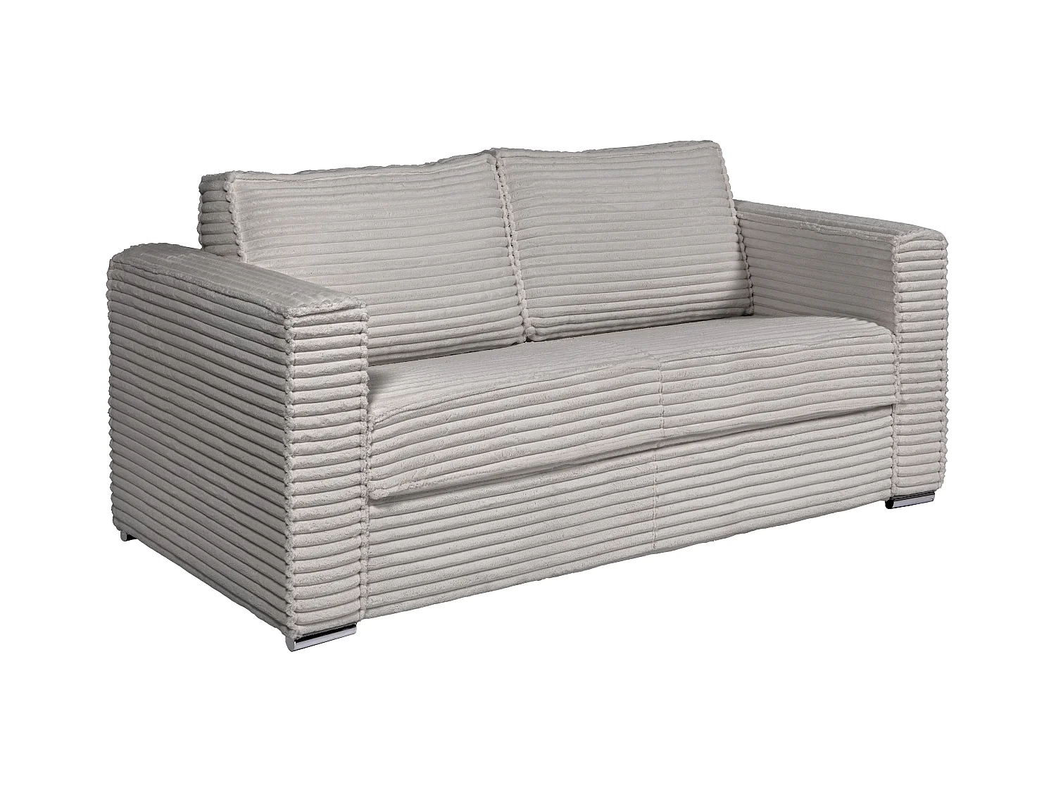 Canapé 3 places convertible express en velours côtelé grosses côtes gris clair - Couchage 140 cm - Matelas 18cm LORETO