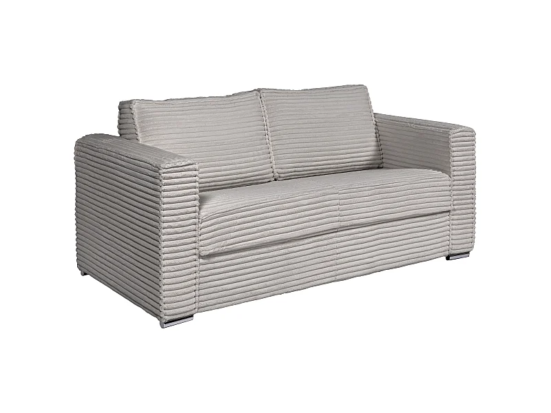 Schlafsofa mit Matratze 3-Sitzer - grob gerippter Cord - Hellgrau - Liegefläche 140 cm - Matratze 22 cm mit Memory Schaum - LORETO