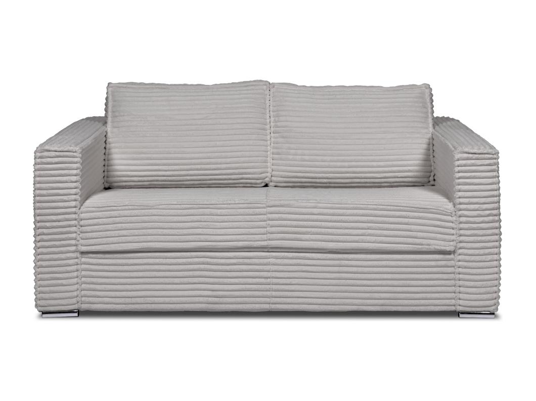 Canapé 3 places convertible express en velours côtelé grosses côtes gris clair - Couchage 140 cm - Matelas 22 cm LORETO