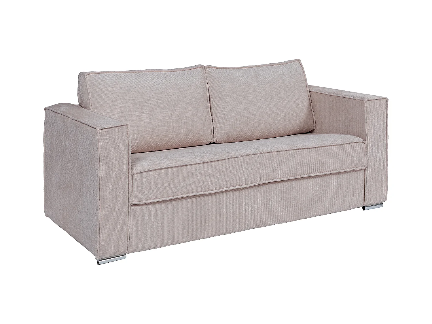 Canapé 3 places convertible express en tissu chenille taupe - Couchage 140 cm - Matelas 18 cm LORETO