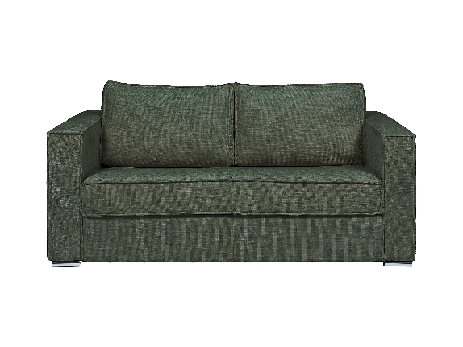 Canapé 3 places convertible express en tissu chenille vert - Couchage 140 cm - Matelas 18 cm LORETO