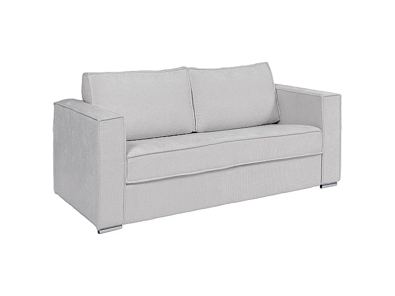 Schlafsofa mit Matratze 3-Sitzer - Chenille-Stoff - Hellgrau - Liegefläche 140 cm - Matratze 18 cm - LORETO