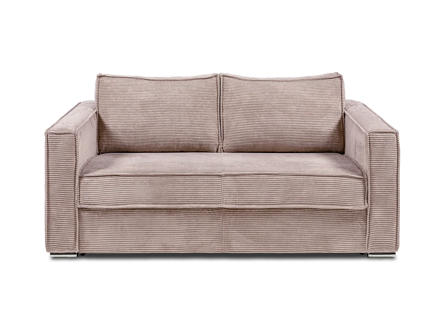 Canapé 3 places convertible express en velours côtelé rose - Couchage 140 cm - Matelas 22 cm avec mémoire de forme LORETO