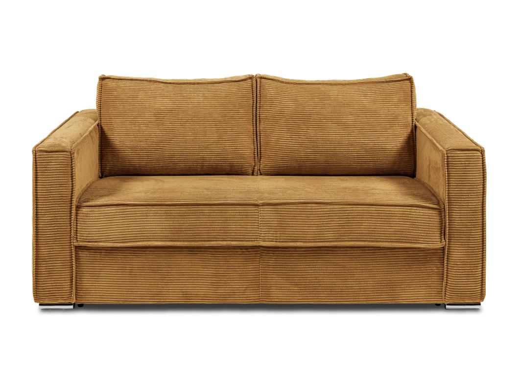 Schlafsofa mit Matratze 3-Sitzer - Cord - Senfgelb - Liegefläche 140 cm - Matratze 22 cm - LORETO