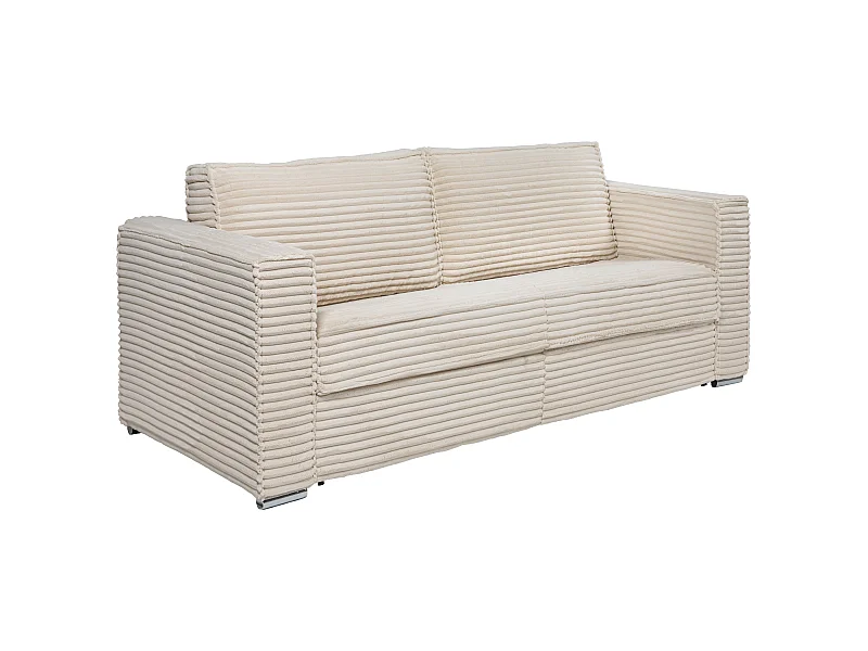 Divano letto 4 posti a ribalta Posto letto 160 cm Materasso 18 cm in Velluto a coste larghe Beige - LORETO