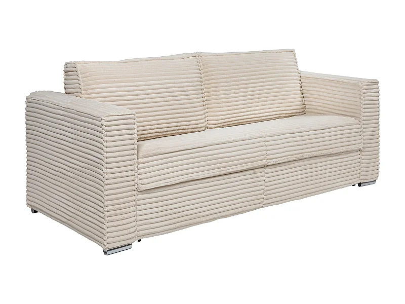 Schlafsofa mit Matratze 4-Sitzer - grob gerippter Cord - Beige - Liegefläche 160 cm - Matratze 22 cm mit Memory Schaum - LORETO
