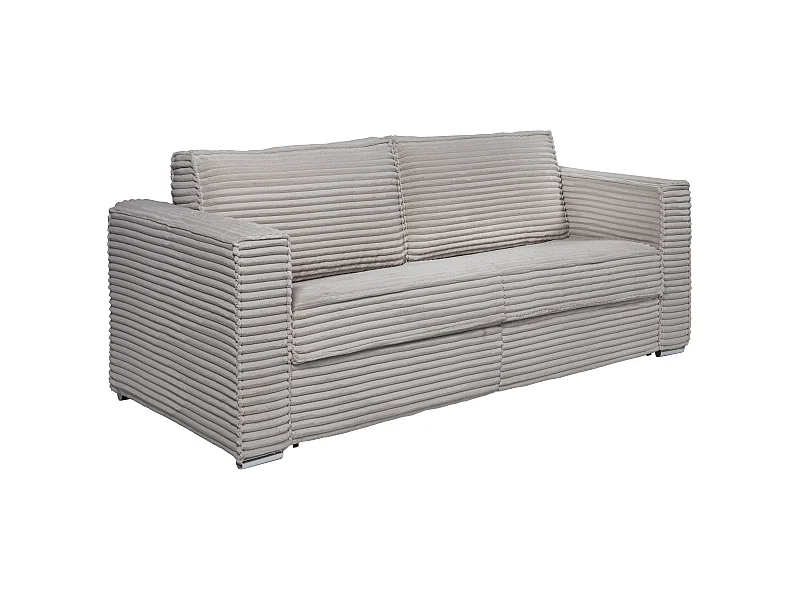 Schlafsofa mit Matratze 4-Sitzer - grob gerippter Cord - Hellgrau - Liegefläche 160 cm - Matratze 14 cm - LORETO