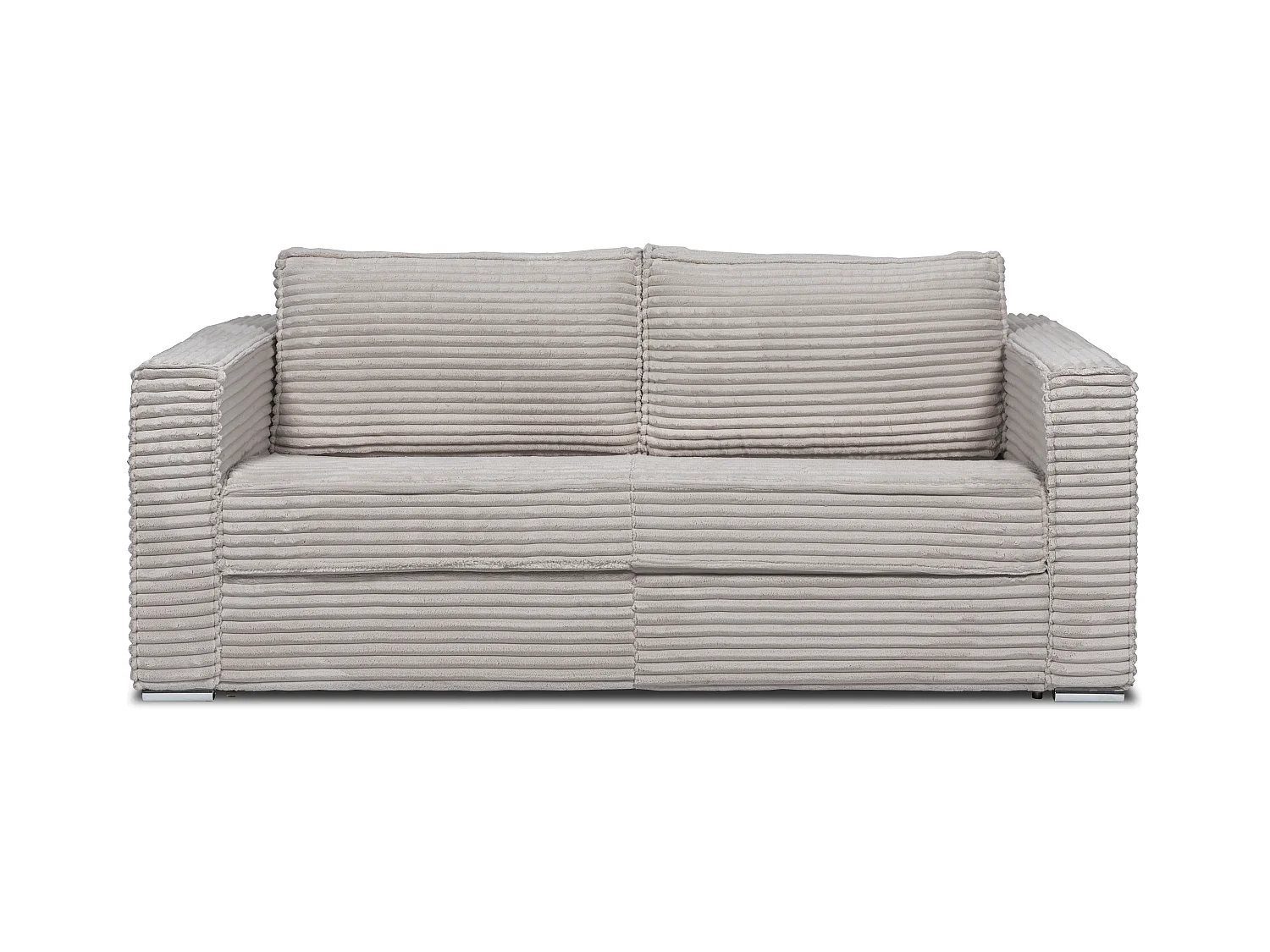 Canapé 4 places convertible express en velours côtelé grosses côtes gris clair - Couchage 160 cm - Matelas 18cm LORETO