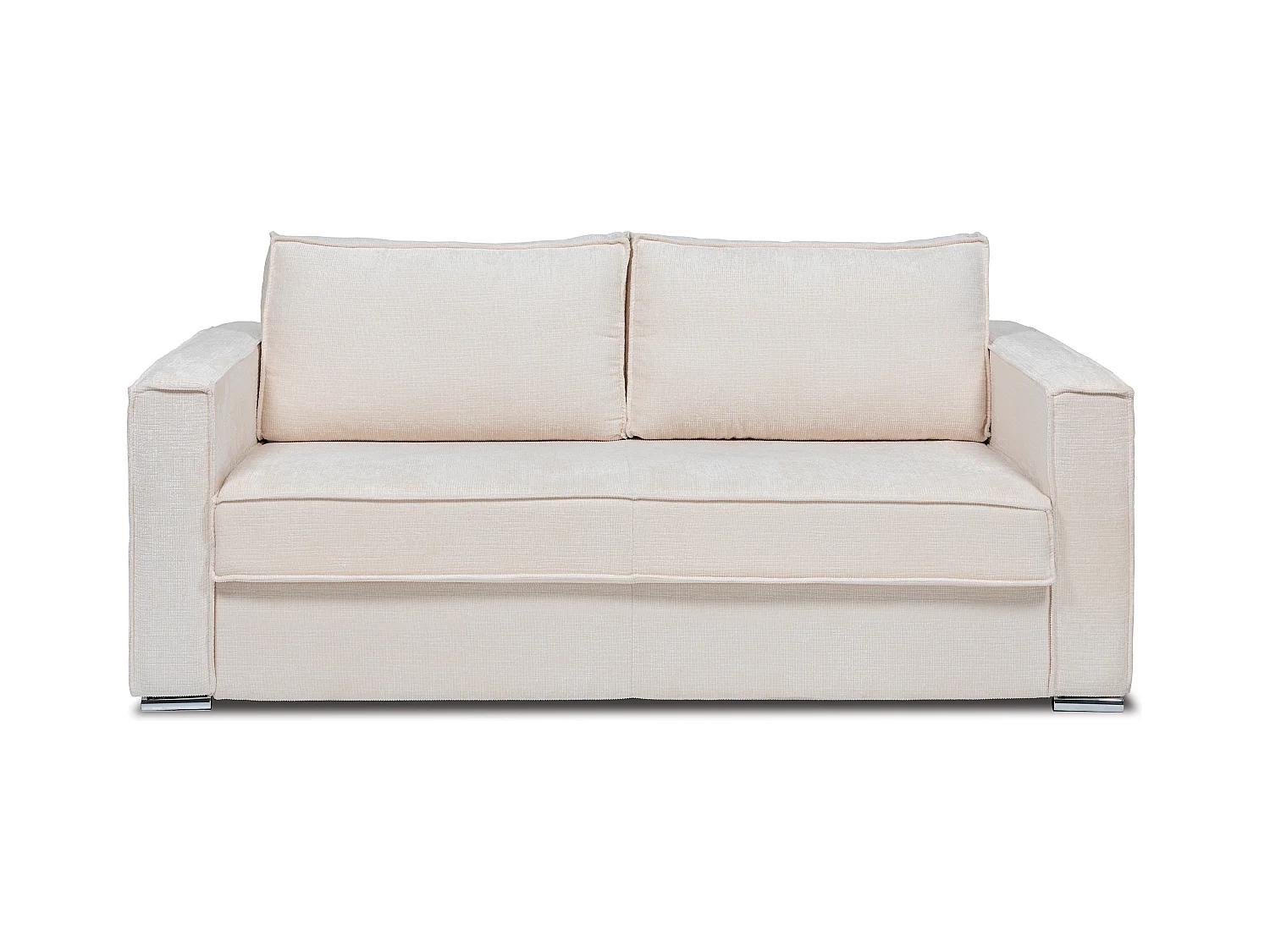 Sofá de 4 lugares convertível de abertura rápida em tecido chenille bege, cama 160 cm e colchão 22 cm com memória de forma - LORETO