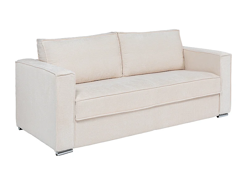 Schlafsofa mit Matratze 4-Sitzer - Chenille-Stoff - Beige - Liegefläche 160 cm - Matratze 22 cm mit Memory Schaum - LORETO