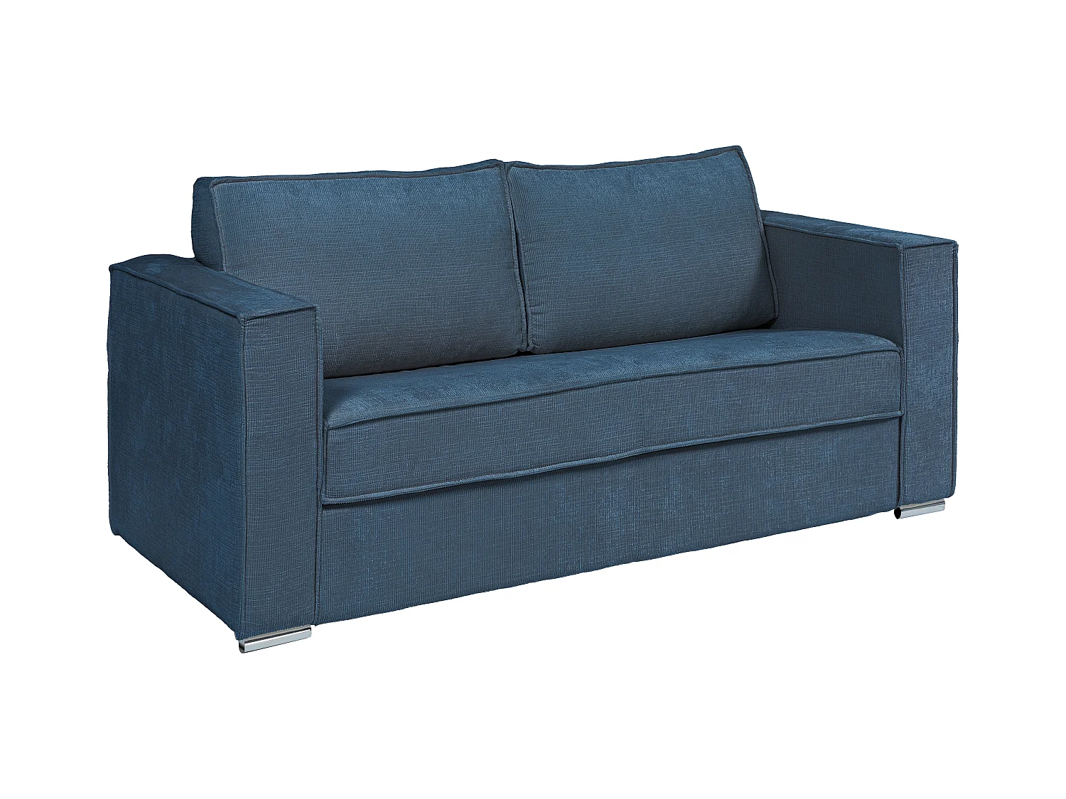 Canapé 4 places convertible express en tissu chenille bleu - Couchage 160 cm - Matelas 18 cm LORETO