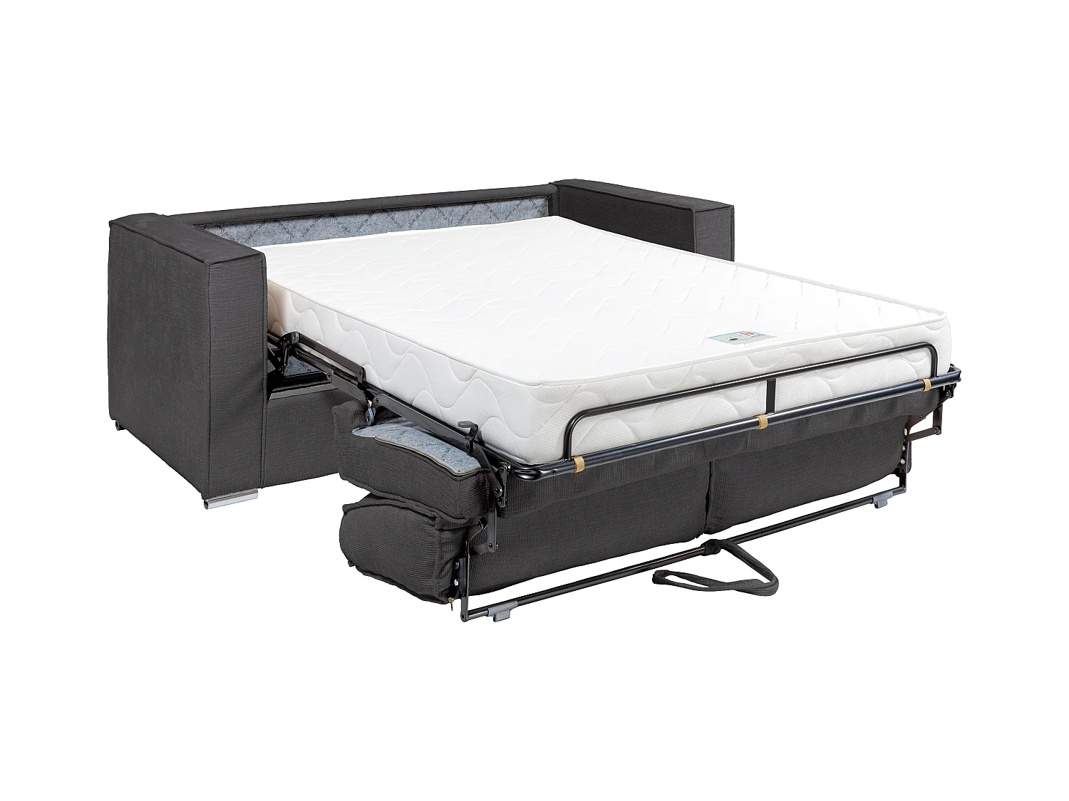 Canapé 4 places convertible express en tissu chenille bleu - Couchage 160 cm - Matelas 18 cm LORETO