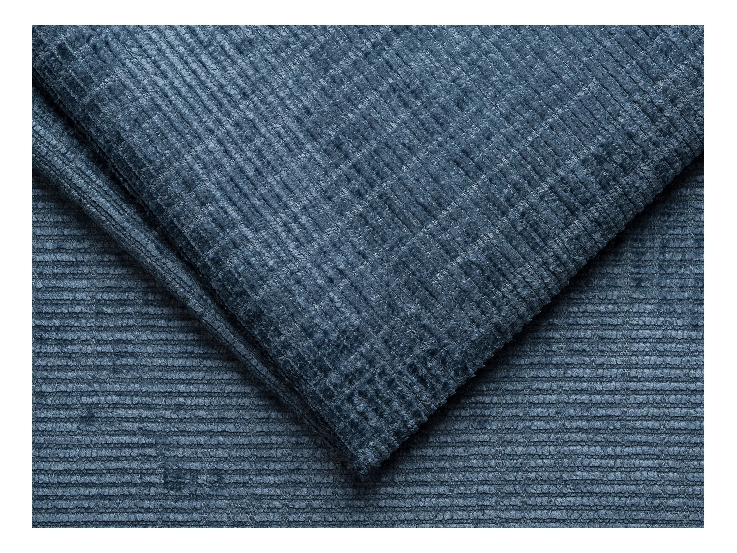 Canapé 4 places convertible express en tissu chenille bleu - Couchage 160 cm - Matelas 18 cm LORETO