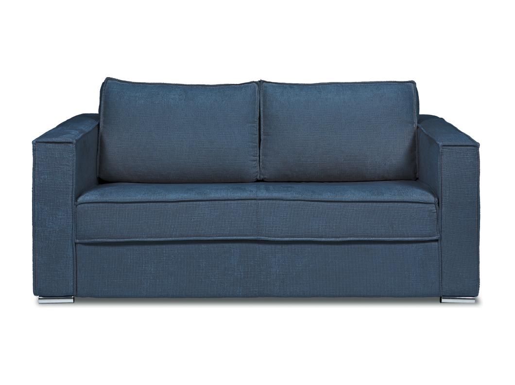 Schlafsofa mit Matratze 4-Sitzer - Strukturstoff - Blau - Liegefläche 160 cm - Matratze 18 cm - LORETO