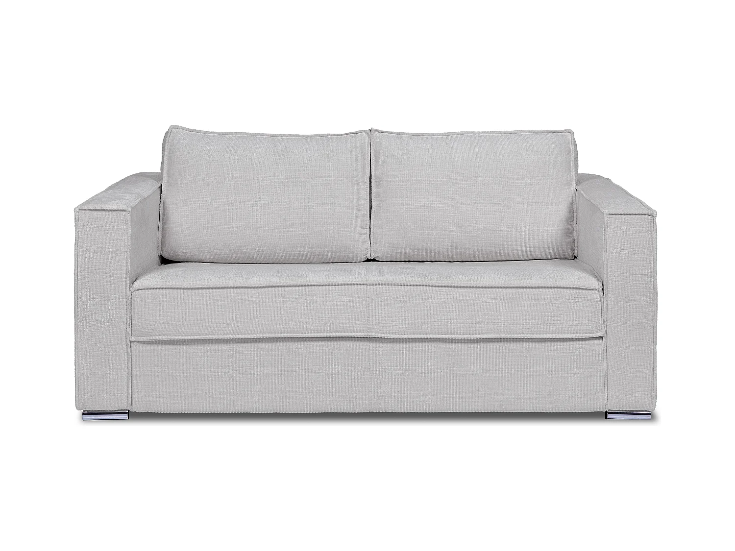 Schlafsofa mit Matratze 4-Sitzer - Chenille-Stoff - Hellgrau - Liegefläche 160 cm - Matratze 18 cm - LORETO