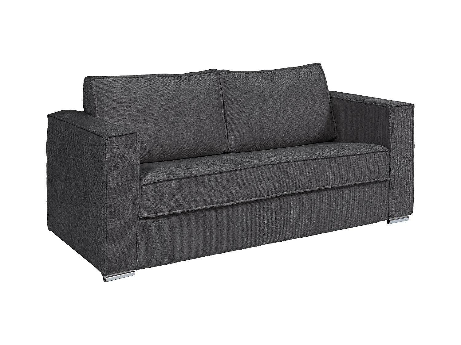 Canapé 4 places convertible express en tissu chenille gris anthracite - Couchage 160 cm - Matelas 22 cm avec mémoire de forme LORETO