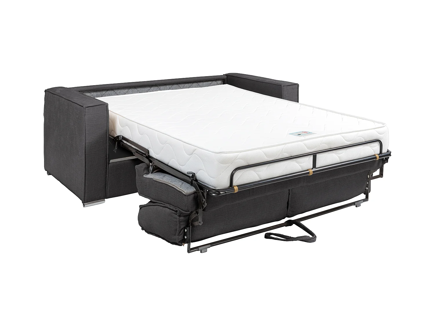 Canapé 4 places convertible express en tissu chenille gris anthracite - Couchage 160 cm - Matelas 22 cm avec mémoire de forme LORETO