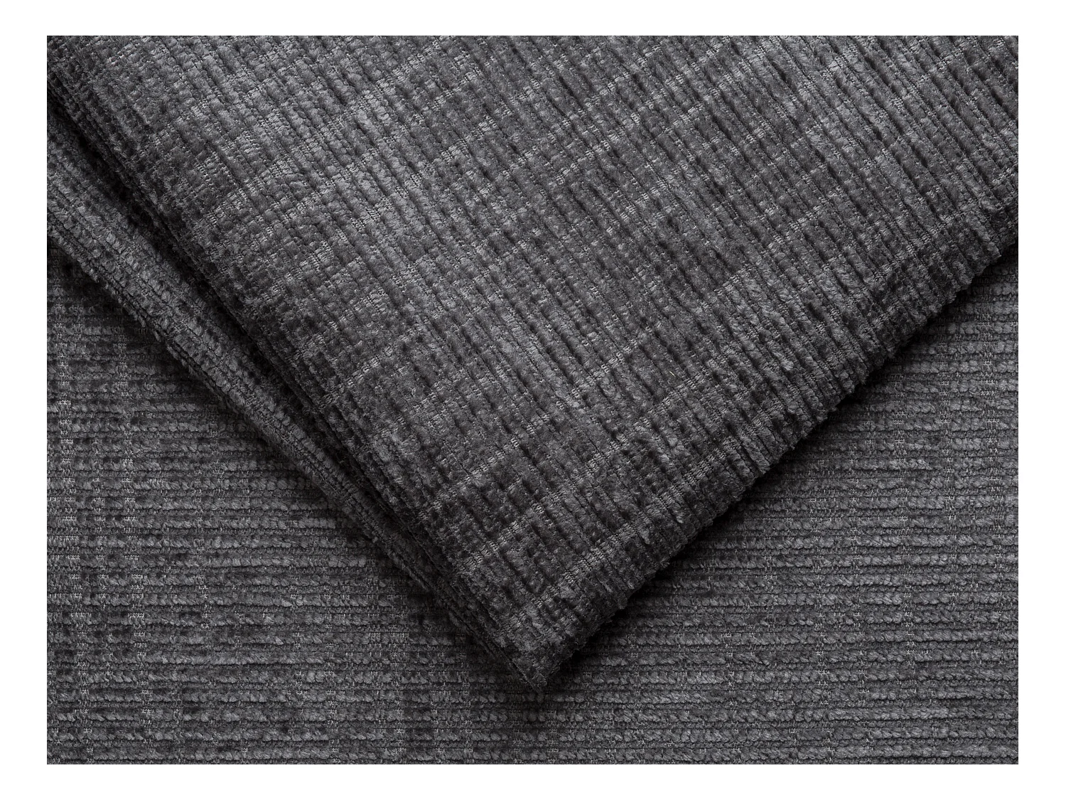 Canapé 4 places convertible express en tissu chenille gris anthracite - Couchage 160 cm - Matelas 22 cm avec mémoire de forme LORETO