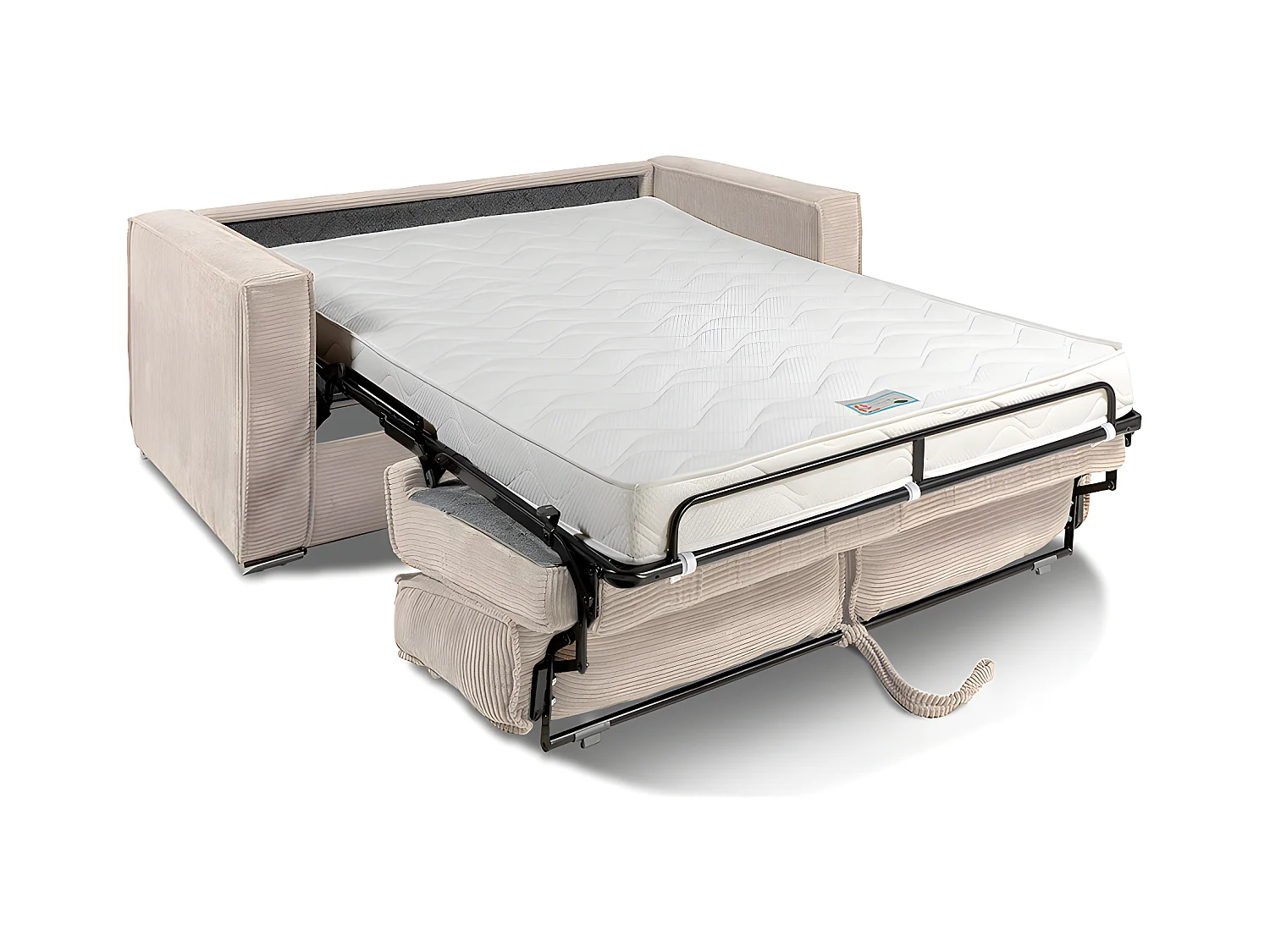 4-personers sovesofa med ekspresudtræk i lysegrå fløjl - Soveplads 160 cm - Madras 14 cm LORETO