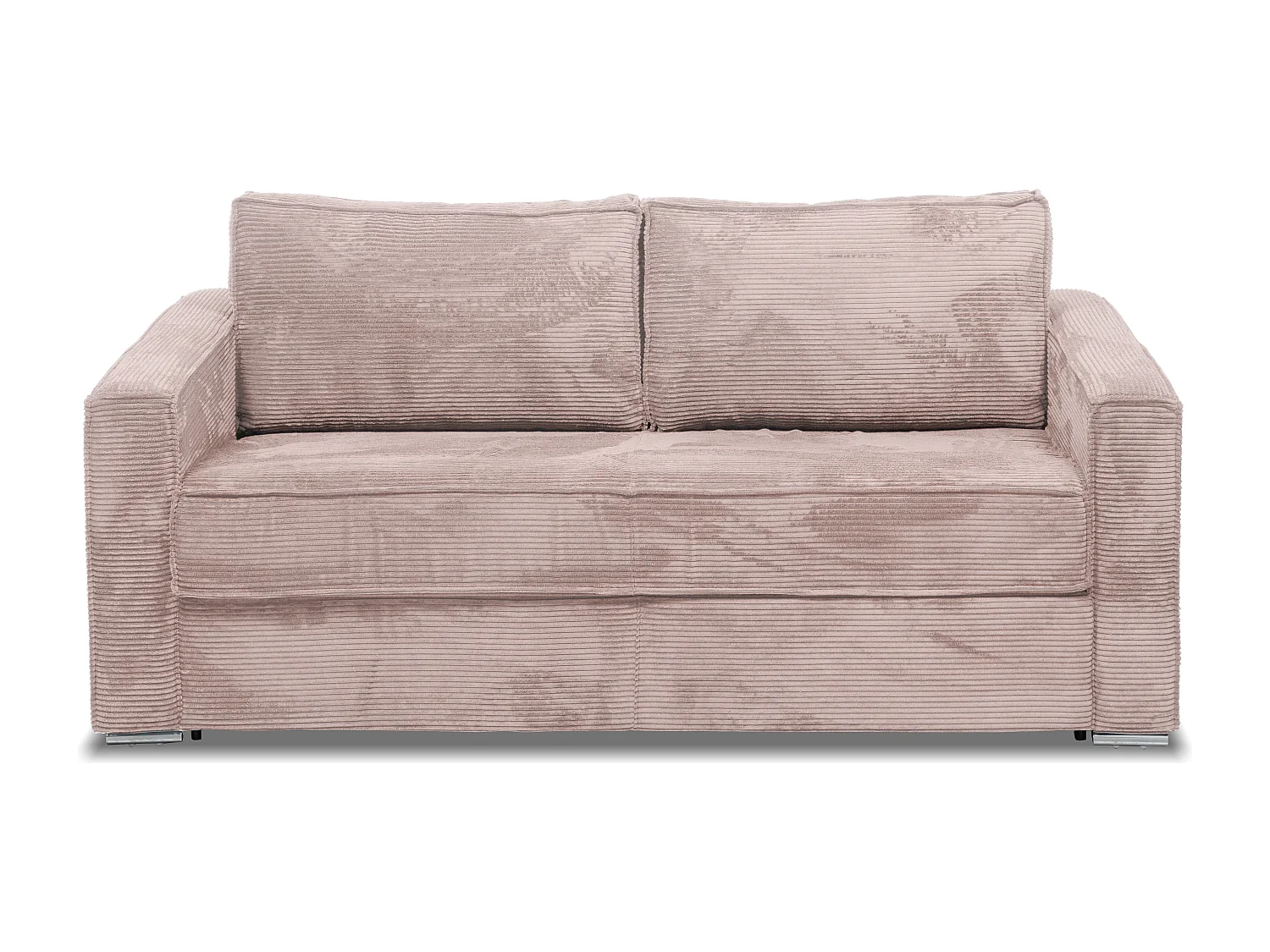 Canapé 4 places convertible express en velours côtelé rose - Couchage 160 cm - Matelas 22 cm avec mémoire de forme LORETO