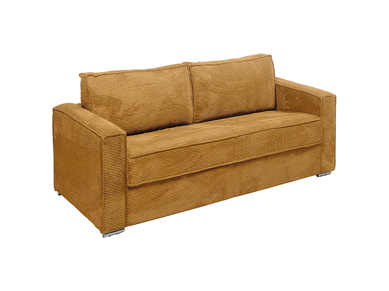 Schlafsofa mit Matratze 4-Sitzer - Cord - Senfgelb - Liegefläche 160 cm - Matratze 22 cm mit Memory Schaum - LORETO