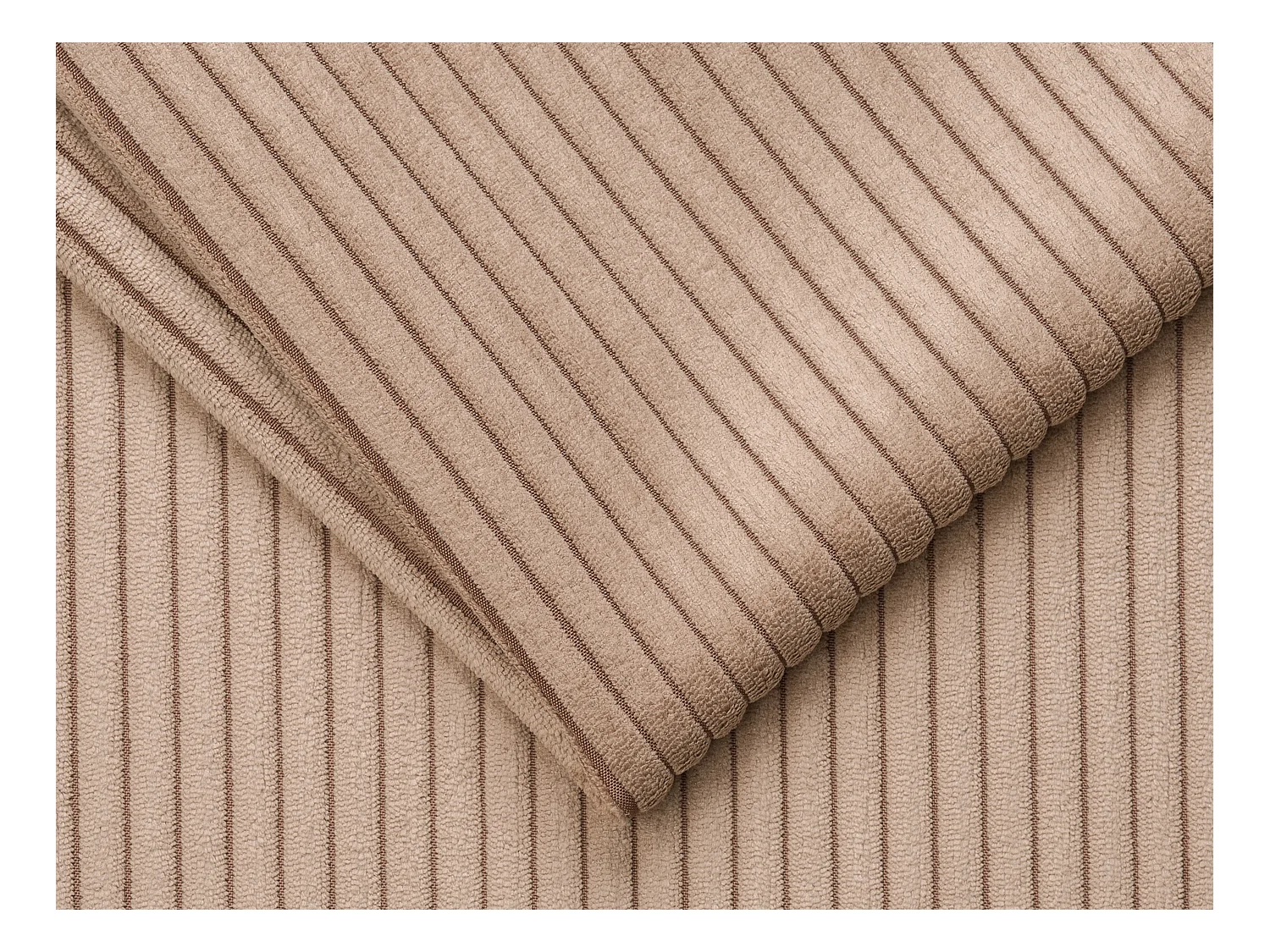 4-personers sovesofa med hurtigfunktion i ribbet taupe velour - 160 cm soveplads - 14 centimeters madras - LORETO