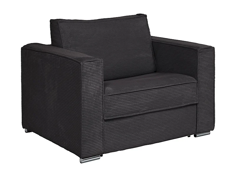 Fauteuil convertible express en velours côtelé anthracite - Couchage 70 cm - Matelas 14 cm - LORETO