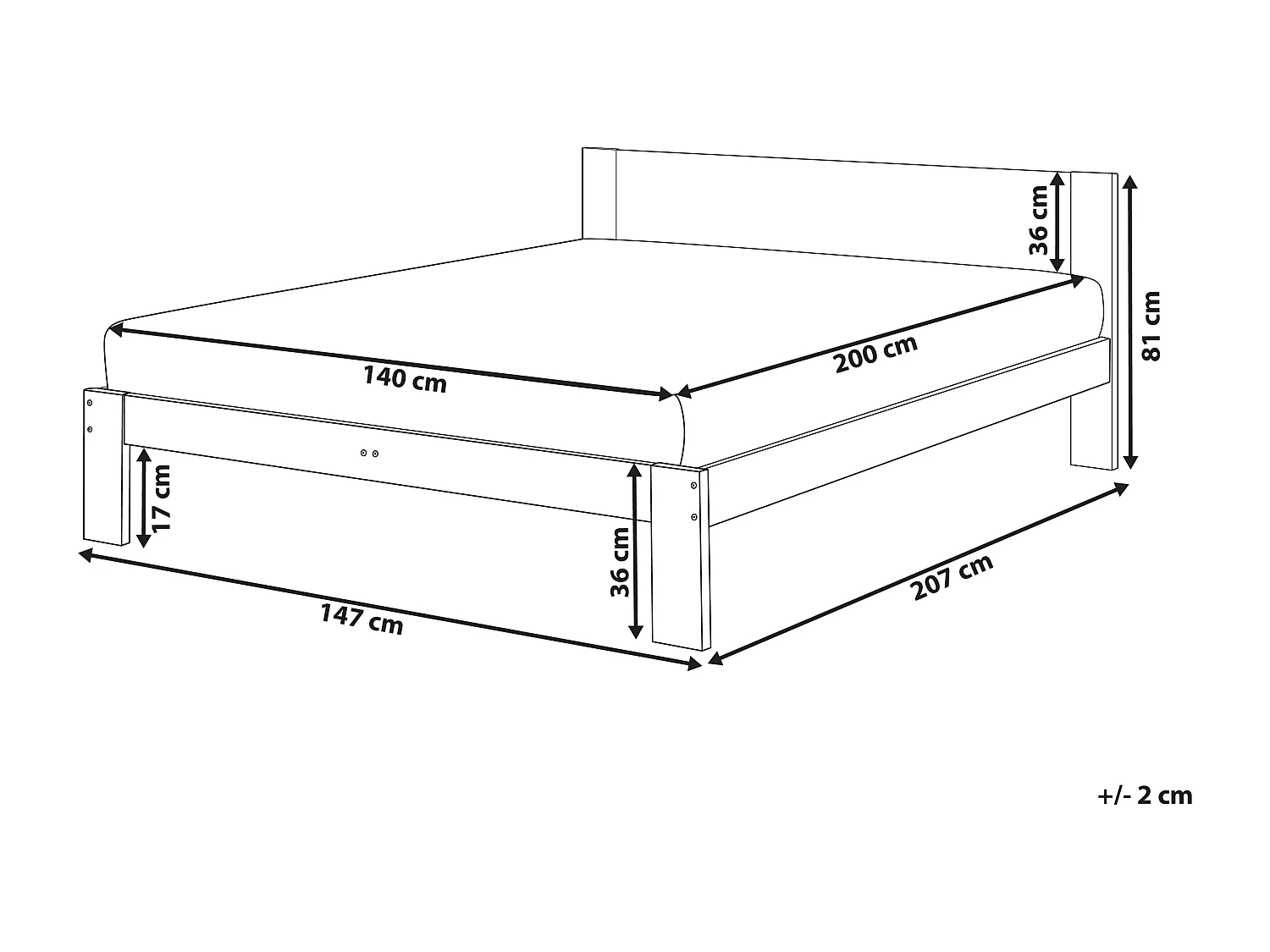 Bett mit Lattenrost Kiefernholz ROYAN 140 x 200 cm Weiss