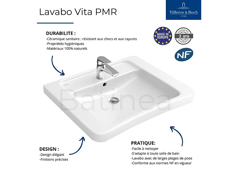 Lavabo PMR VILLEROY ET BOCH Architectura Vita