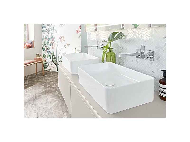 Lot de deux vasques à poser rectangles VILLEROY ET BOCH Collaro Stone White CeramicPlus